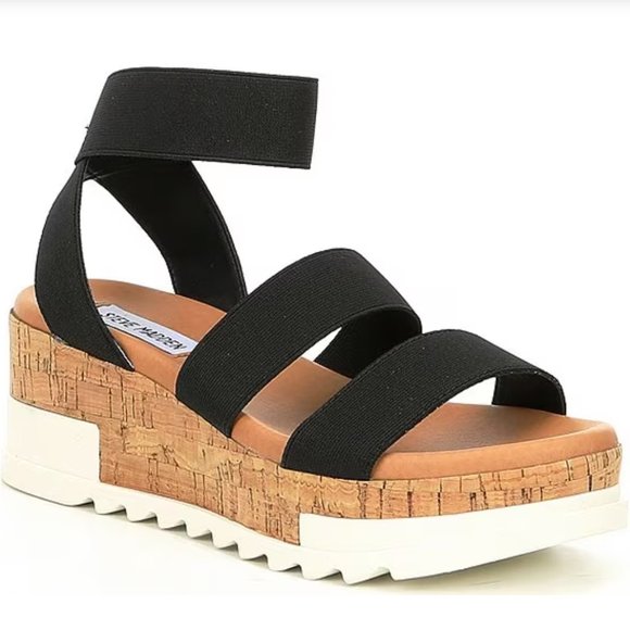 Steve Madden Bandi Elastic Cork Platform Wedge Sandal - Picture 1 of 6
